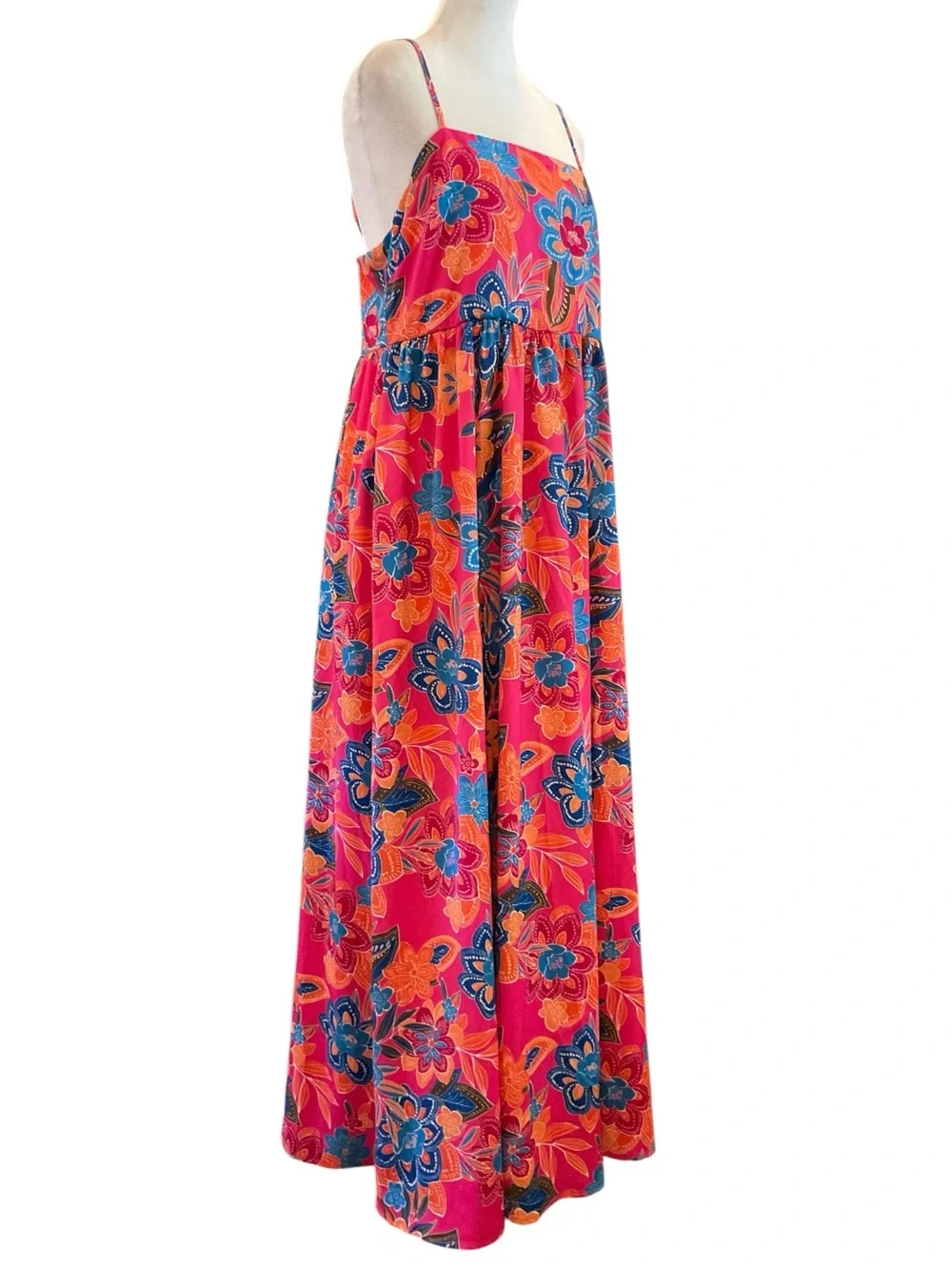 Pink Tropical Floral Boho Resort Maxi Dress NWT M-L Cruise Vacation - Picture 4 of 7
